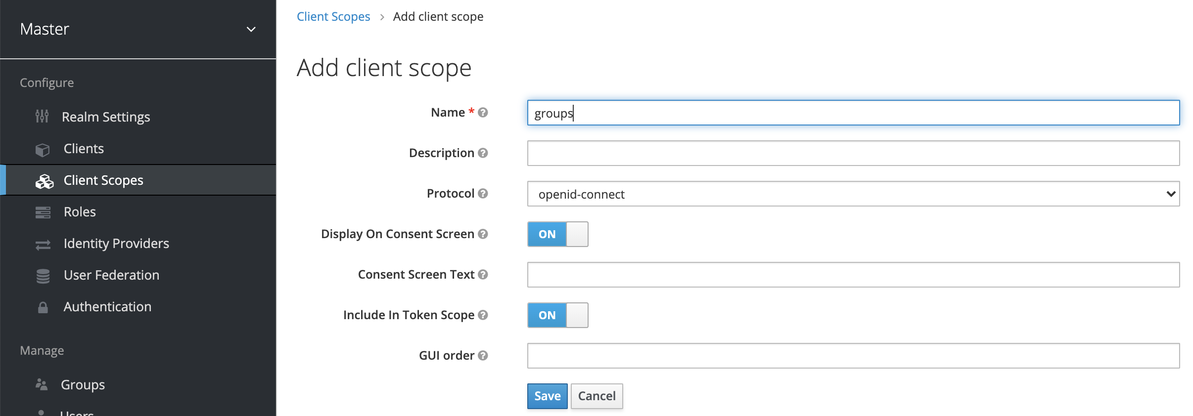 Keycloak add scope