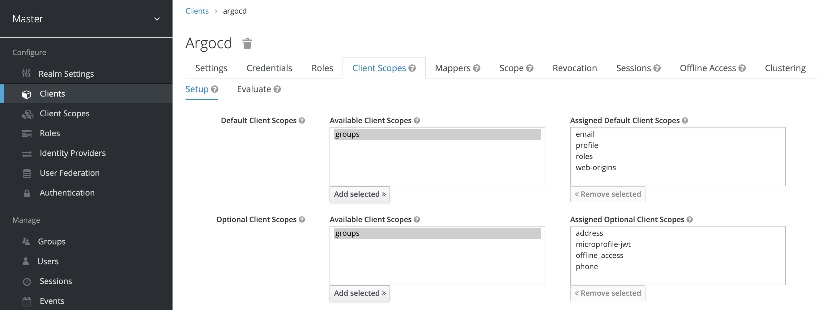 Keycloak client scope