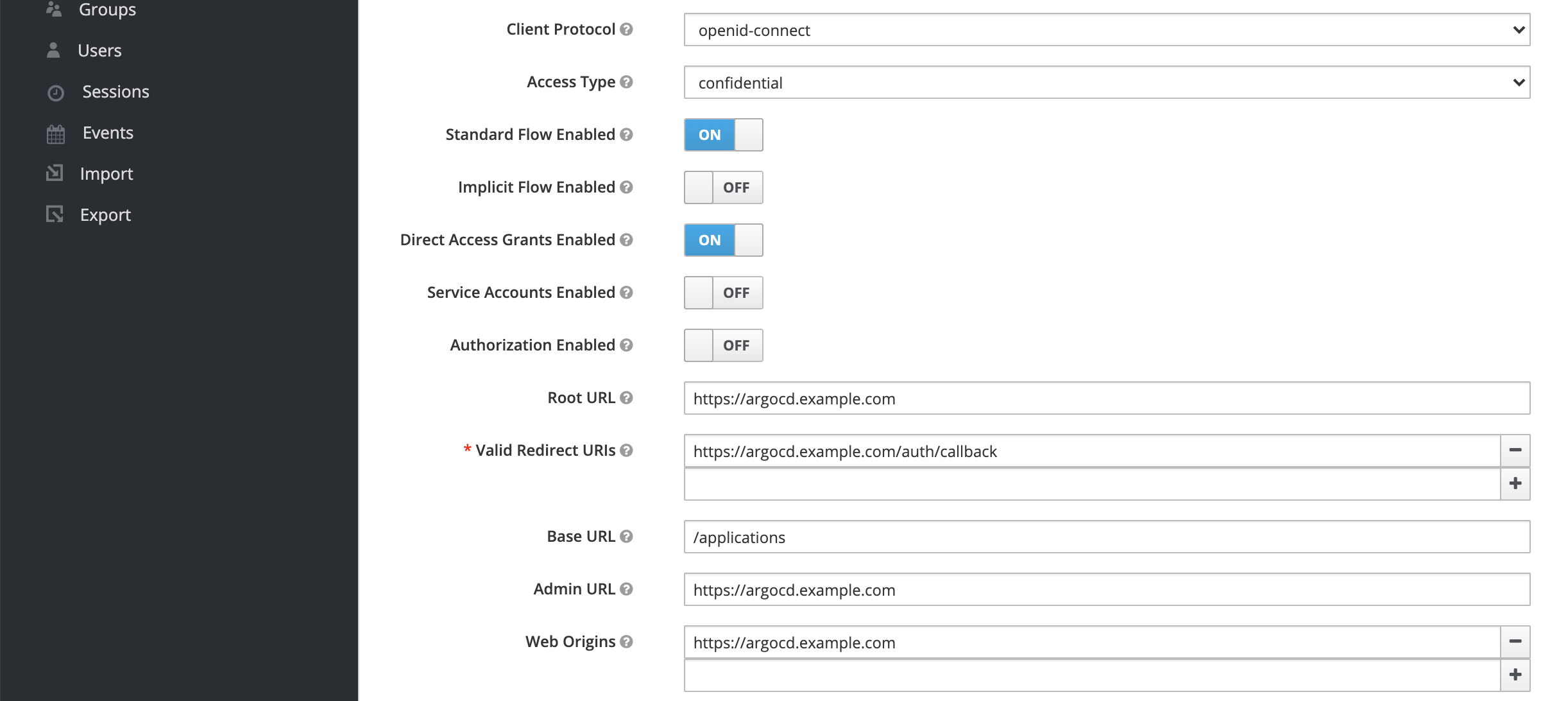 Keycloak configure client