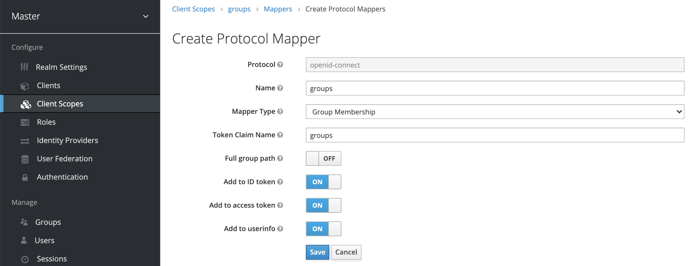Keycloak groups mapper